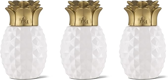 Tiki Brand 3 Pack Table Torch Glass Pineapple White And Gold