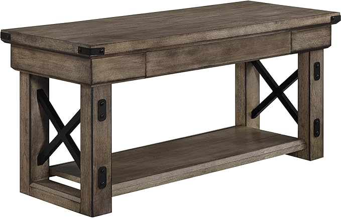 Ameriwood Home Wildwood Wood Veneer Entryway Bench, Rustic Gray